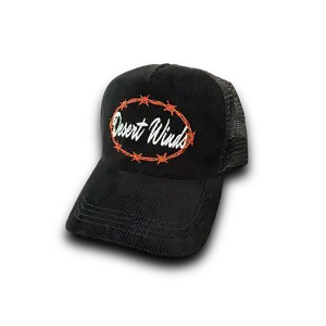 Barbed Corduroy Trucker Hat (Black)