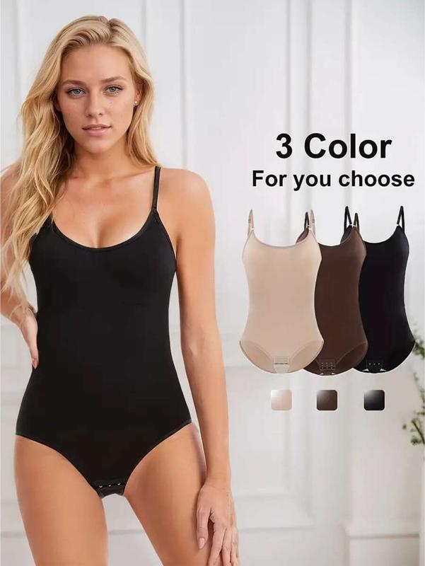3PC Womens Seamless Bodysuits Tummy Control Shapewear Multicolor Basic Fabric Minimalist Style Everyday Compression