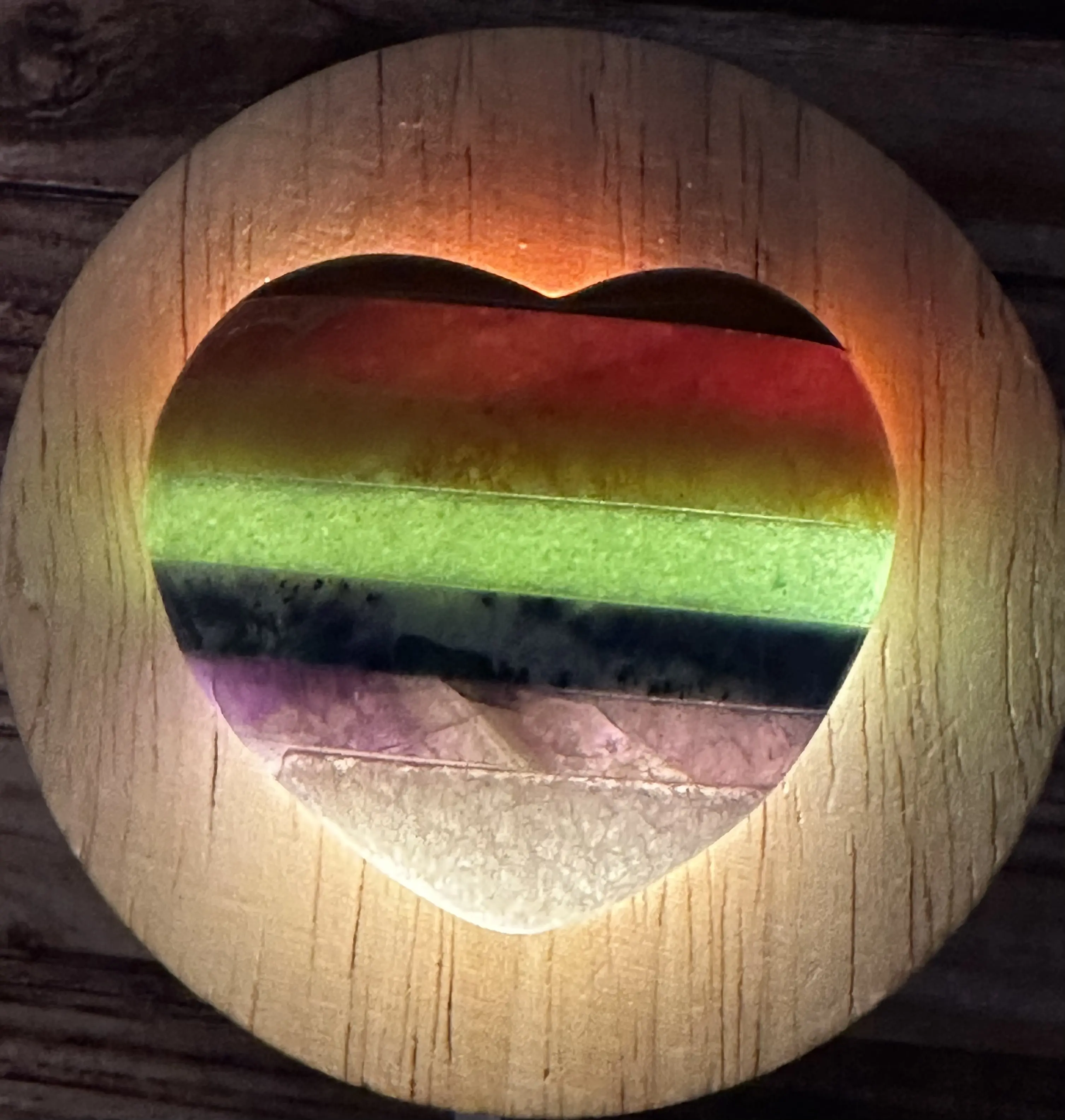 Sacred Harmony - Hand Carved 7 Chakra Heart Crystal