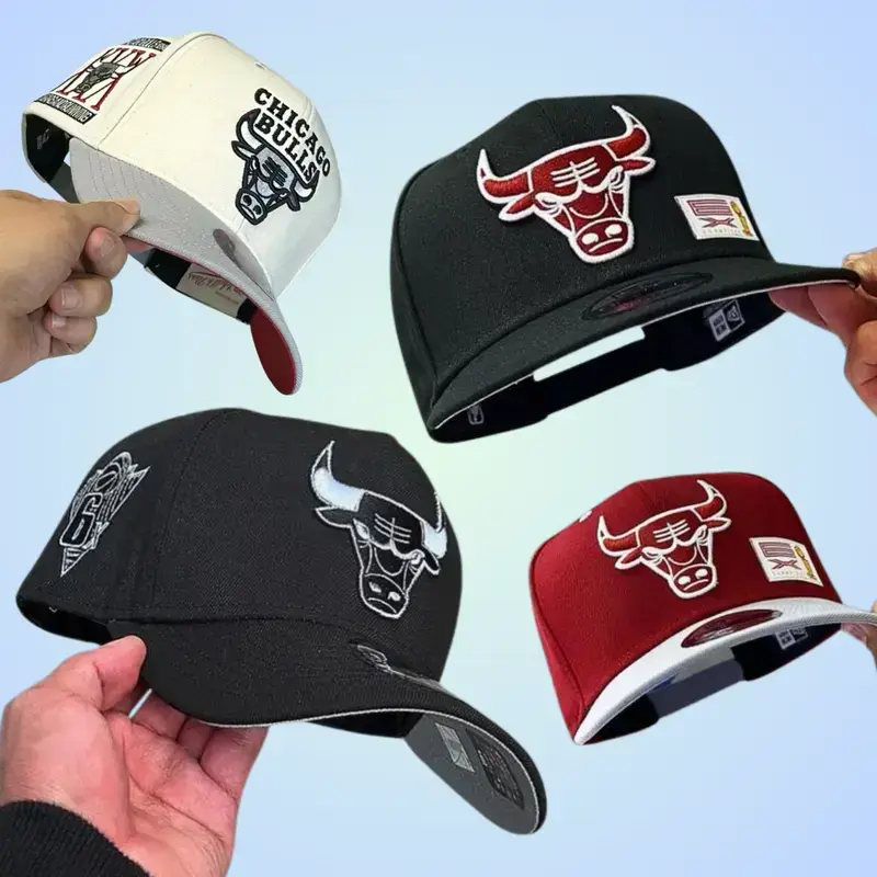 New Era Chicago Bulls Snapback Hat Black Red Flat Brim NBA Embroidered Baseball Cap