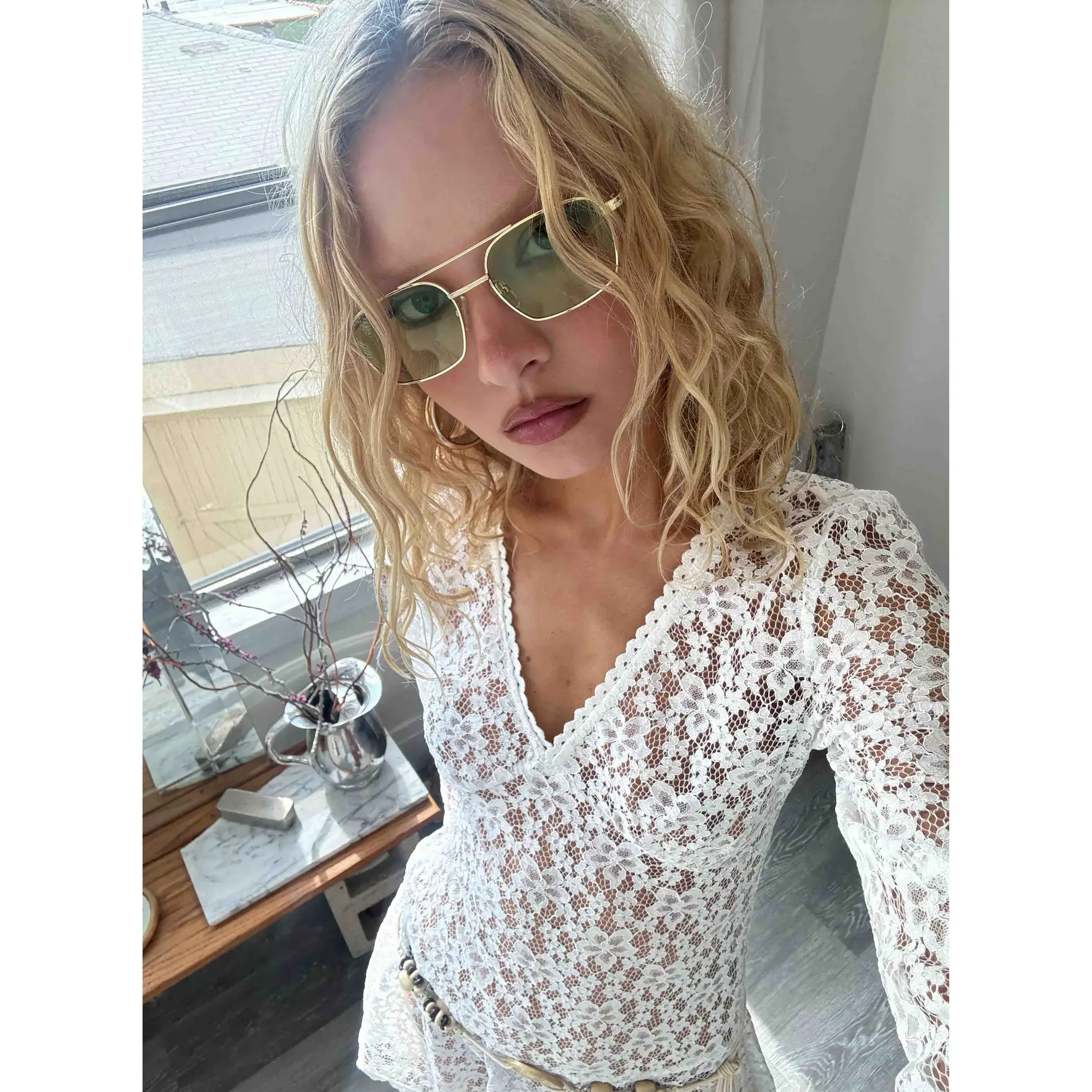 For The Plot Aviator Sunglasses Gold / Light Yellow