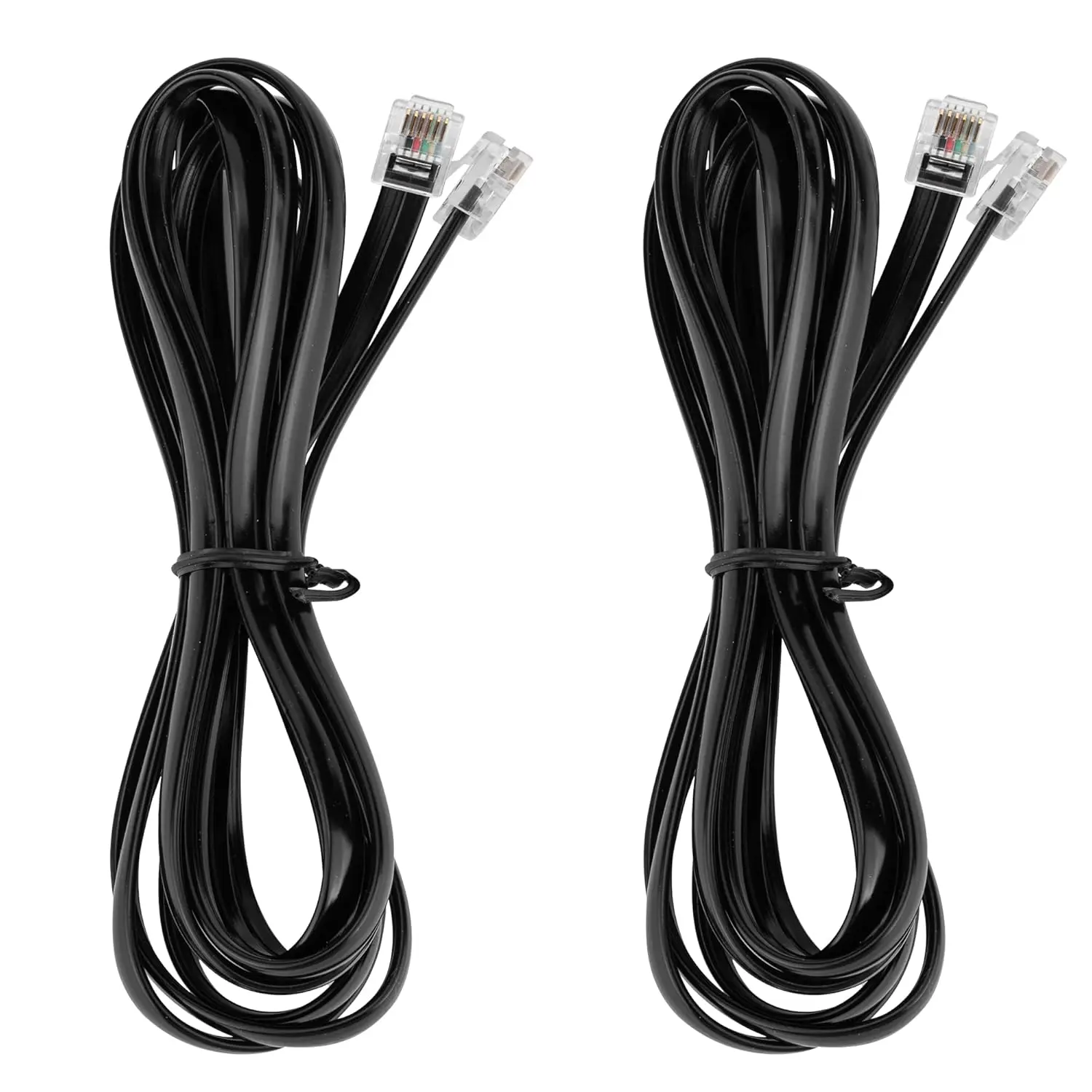RJ12  Phone Cord RJ12 6P6C Male to Male Straight Wired for Both Data and Voice Use - 2Pack (Black, 6.6FT)