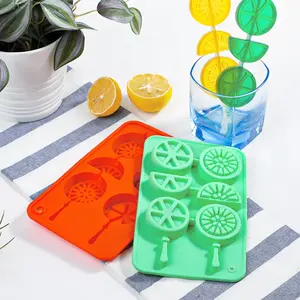 2-Pack Lemon Fruit Shape Ice Pop Silicone Molds with Plastic Sticks, Reusable Mold for Ice Lollies, Candy, Chocolate, Cold Drinks, Cocktail Decor