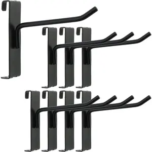 8-Piece Grid Wall Hooks - 4-Inch Heavy Duty Black Display Hooks for Grid Wall Panels