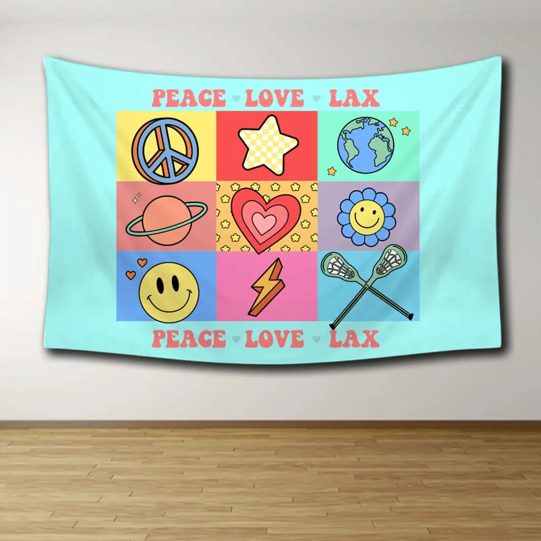 Peace Love Lax Tapestry