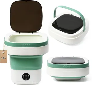 Mini Portable Foldable Washer - 16L Portable Washing Machine with Spin Dryer, 3 Cleaning Modes for Baby Clothes/Intimate Apparel, Ideal for Travel & Home Use