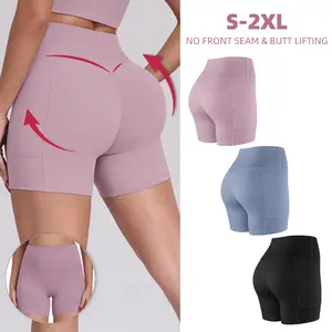 【LOCAL SHIPPING】NORMOV 2026 New Women's 1/3-PACK NO FRONT SEAM & BUTT LIFTING SHORTS With Pockets High Waisted Yoga Gym Booty Running Short Pants