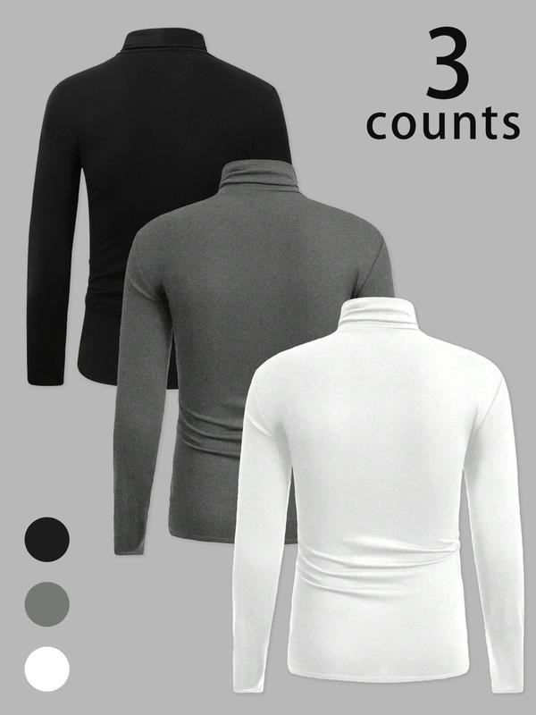 Men's High Neck Warm Top, Knitted Turtleneck, Casual Long Sleeve Shirt, Comfortable Fall & Winter Clothing, Stylish Daily Wear, Perfect for Cold Weather