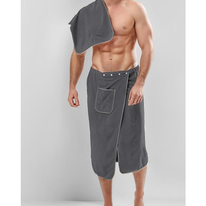 Men'S Sleepshirts and Robes Set, Soft Microfiber Towel Wrap with Button ...