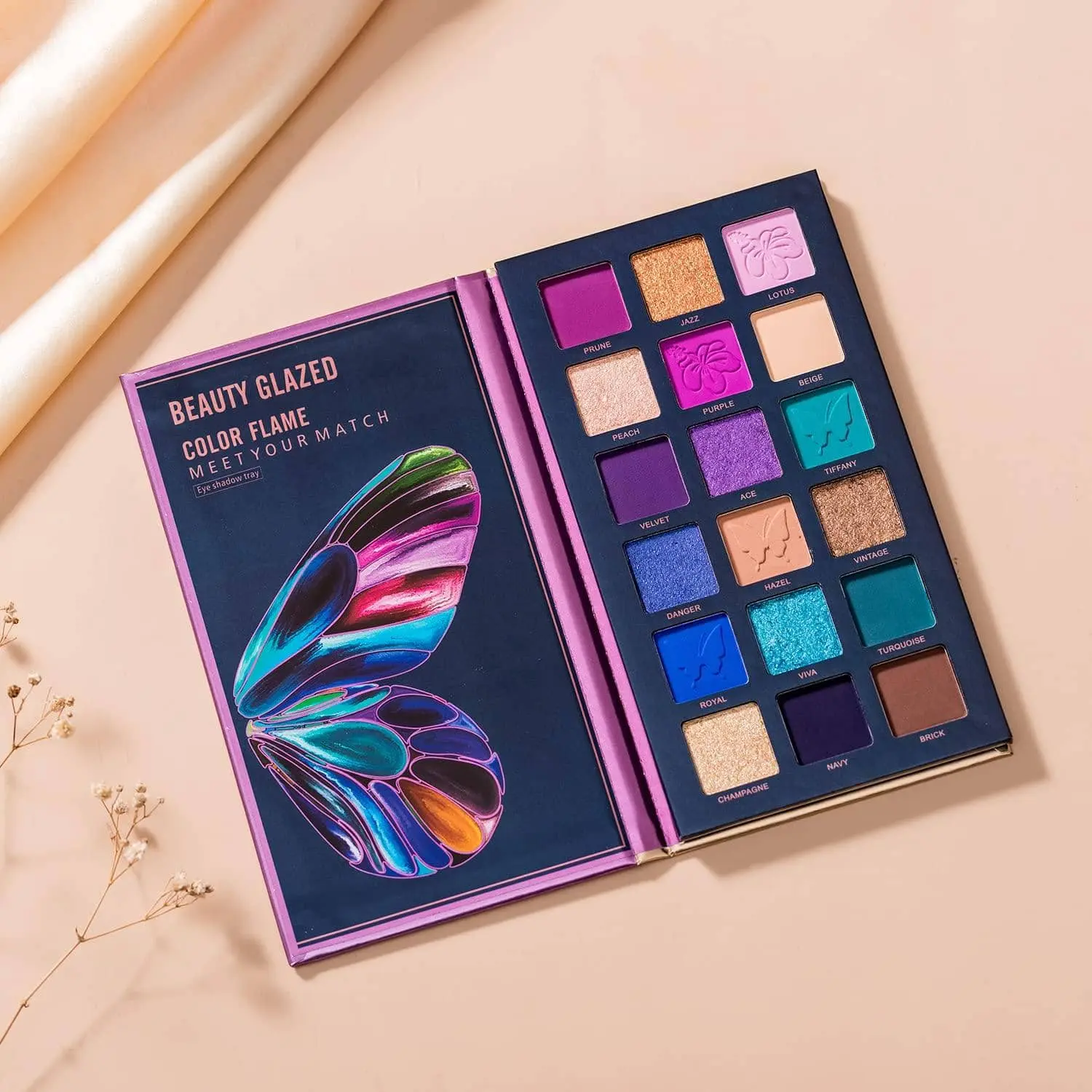 Beauty Glazed Butterfly Eyeshadow Palette: Smoky Eyeshadows, High Pigmentation, Shimmer, Matte, Silky Texture, Natural Nude Shades, Velvet Eyeshadow Powder, Eye Makeup Set