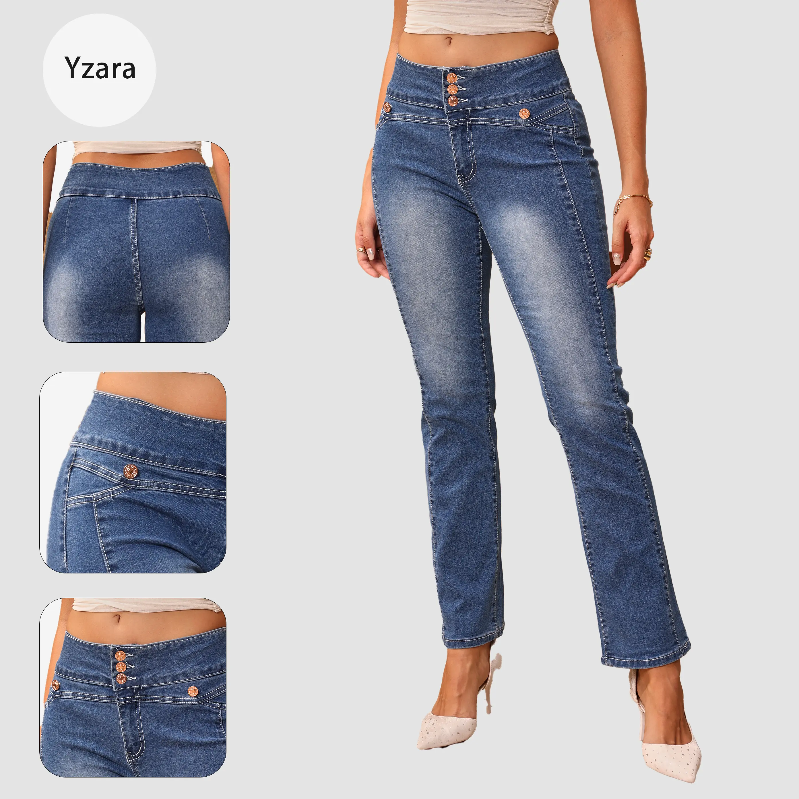 Classic Vintage Wash Straight Jeans | Comfortable Mid-Rise Stretchy Denim | Essential Everyday Slim Fit Jean