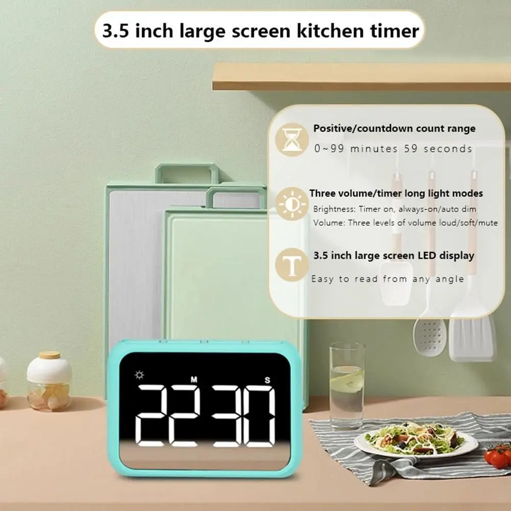 1PC Modern minimalist led Battery timer Student only Digital timer Kitchen Countdown Reminder (no battery)