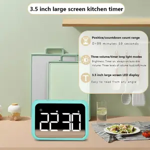 1PC Modern minimalist led Battery timer Student only Digital timer Kitchen Countdown Reminder (no battery)