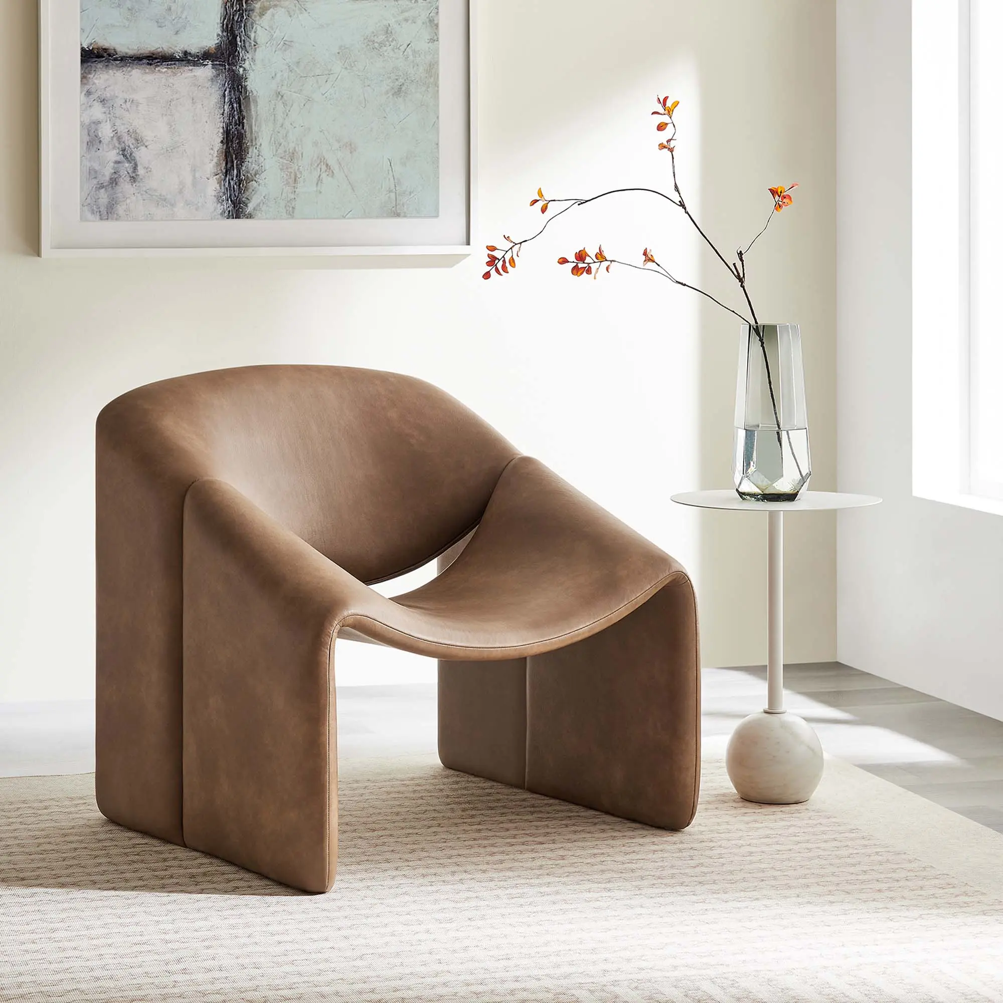 Vivi Vegan Leather Accent Chair in Brown