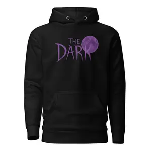 The Dark Essentials Hoodie – Minimalist Gothic Streetwear with Moon & Text Design