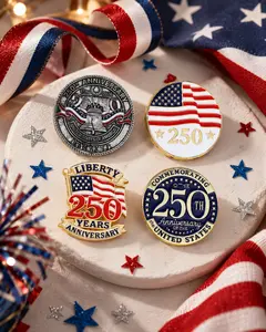 4PCS USA 250th Anniversary Tac Pin Set, American Flag Liberty Bell Patriotic Lapel Pins