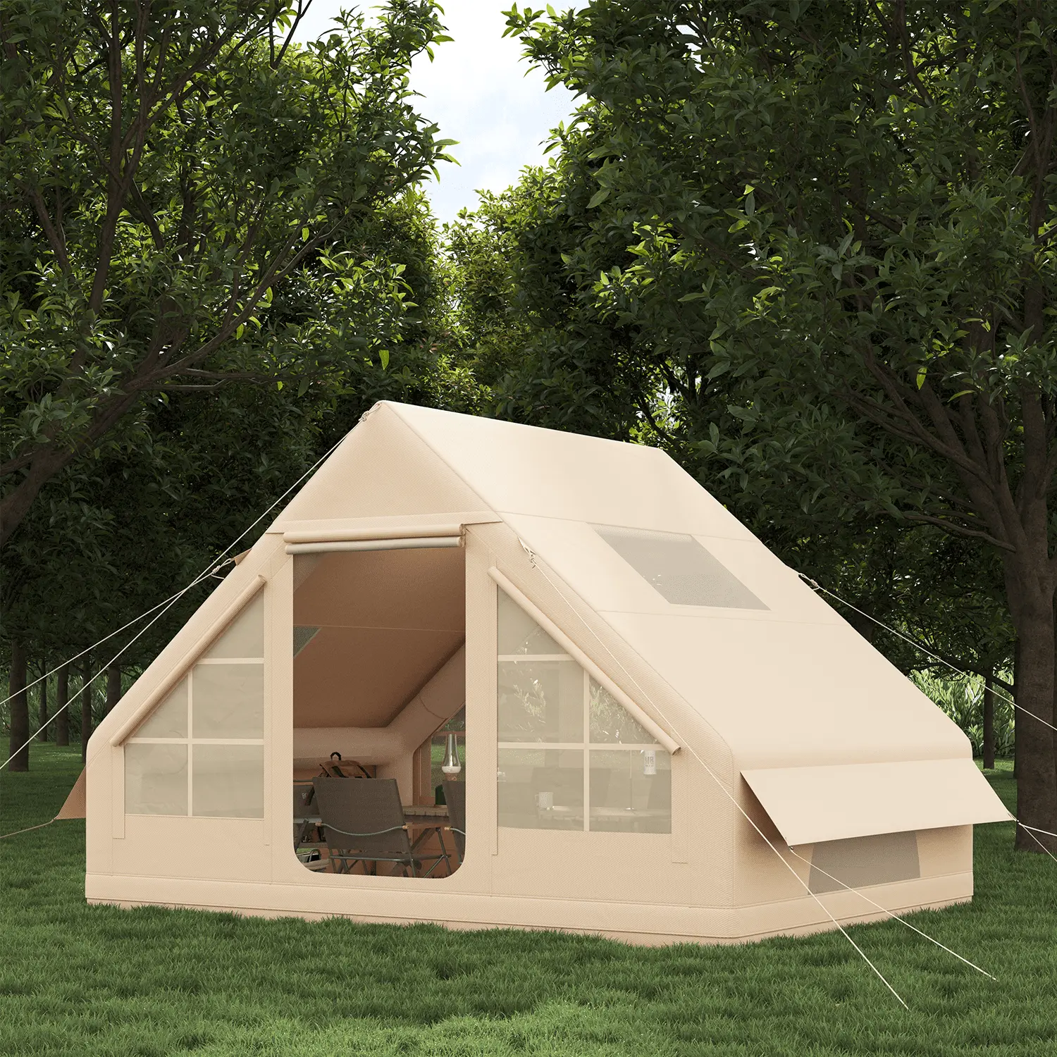 Inflatable tents for 4-8 people, quick-setup family tents with pump, waterproof and UV-resistant inflatable camping tents, easy-to-assemble glamping-style inflatable houses.