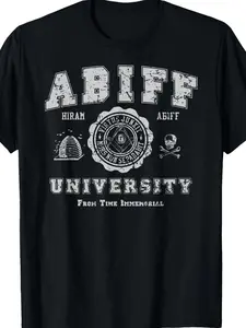 Abiff University Masonic Freemasonry Men'S T-Shirt - Black Cotton Crew Neck Graphic Tee with White Masonic Symbols & Text Design, All-Season Casual Short Sleeve Shirt, Machine Washable Regular Fit, Masonic Clothing, Crew Neck Shirt, Cotton Tshirt
