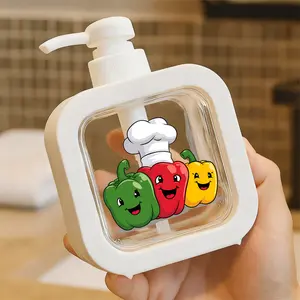 Cute Cartoon Bell Peppers Design Pump Dispenser - Plastic Hand Sanitizer Dispenser for Bathroom and Kitchen, Refillable Hand Soap Dispenser, Liquid Soap Dispenser, Kitchen Sink Accessory, Bathroom Home Decor, Soap Dispenser Pump, Cute Pepper Pattern,