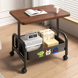 Movable Double-layer Tea Trolley/Side Table with Wheels for Living Room Sofa Storage, Bedroom Shelf, and Small Table