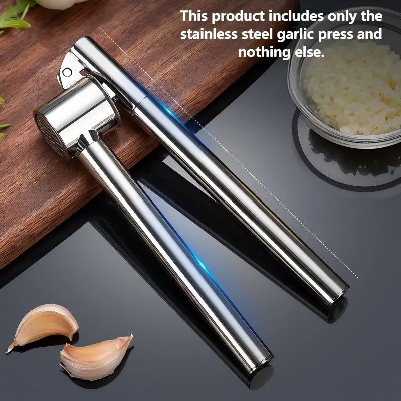 Multifunctional Manual Garlic Press, Household Garlic Crusher & Mincer, Kitchen Gadget for Garlic Paste & Sauce Preparation. Heavy Duty Garlic & Ginger Squeezer with Aluminum Construction, Ergonomic Handle, Easy to Clean. Essential for Home Kitchen & Rest