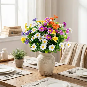 20 Bundles Artificial Wildflowers Daisies, Home Garden Wedding Decor, Indoor Outdoor Hanging Display, Mixed Colors, Maintenance-free