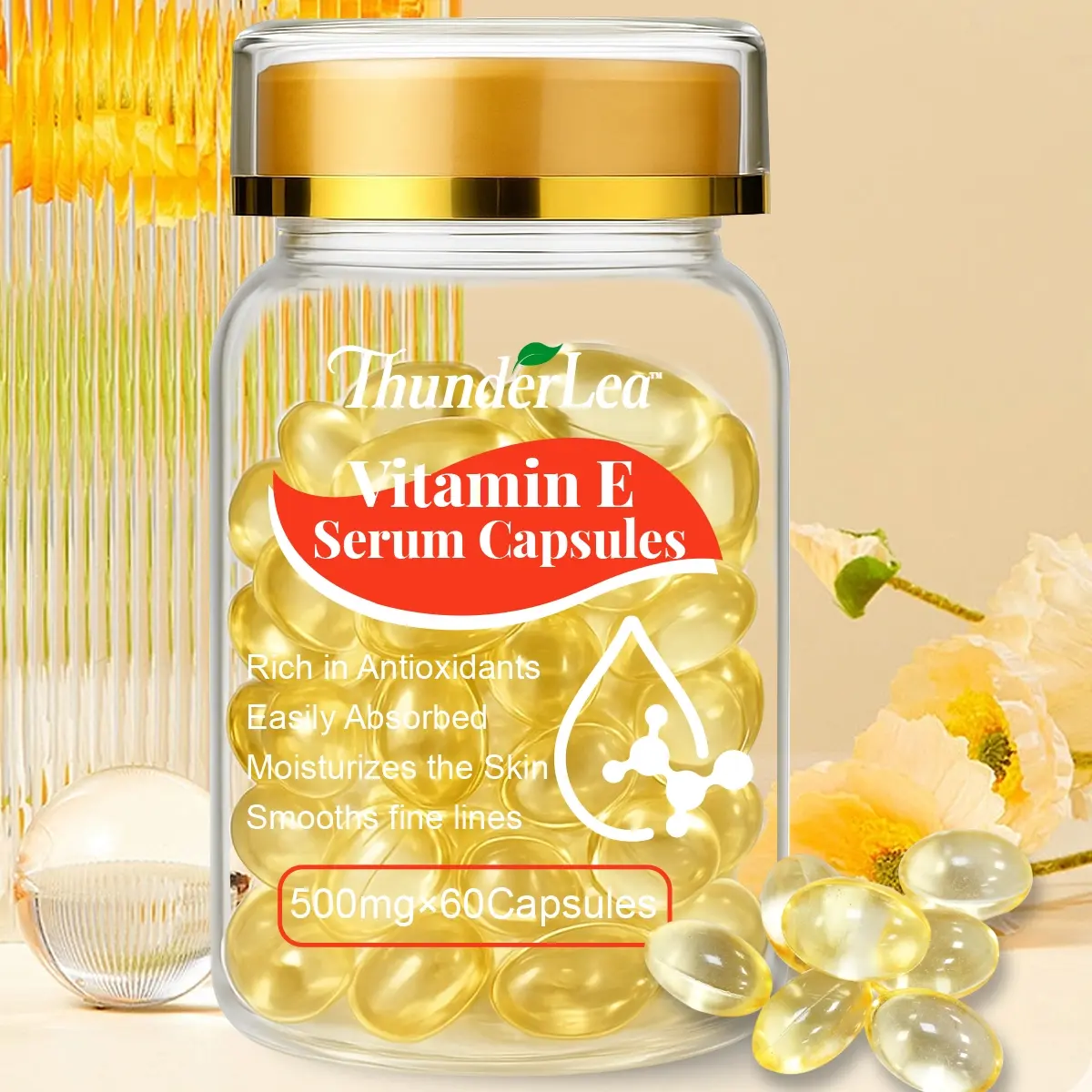 Vitamin E Serum Capsules for Face, 60 Pcs – Hydrating, Revitalizing & Anti Aging Formula | Helps Skin Feel Smoother, Softer & More Radiant