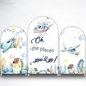 15-day Delivery Watercolor Airplane and House Arch Backdrop Cover for Travel Baby Shower