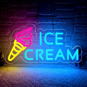 Neon Ice Cream Wall Decor Light, Dimmable LED Sign for Bars, Parties, Bedrooms, Birthdays, Christmas, Business Dessert Decoration