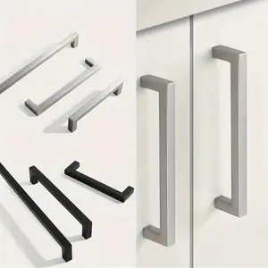 4pcs Modern Metal Drawer Handles, & Silver Color, L-Shaped Design, Aluminum Material, Ideal for Cabinets & Dressers, Durable Furniture Upgrades