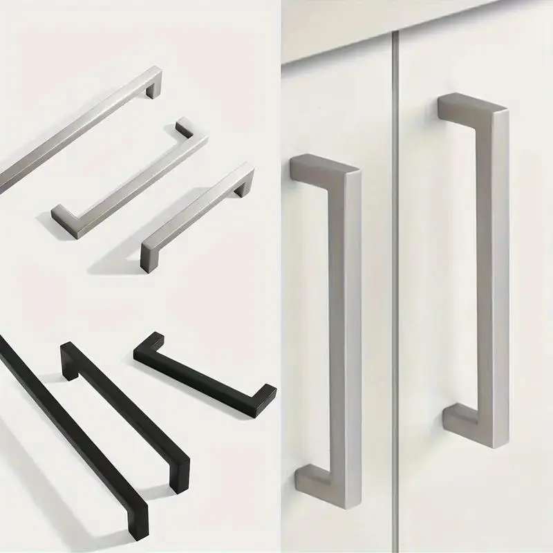 4pcs Modern Metal Drawer Handles, & Silver Color, L-Shaped Design, Aluminum Material, Ideal for Cabinets & Dressers, Durable Furniture Upgrades