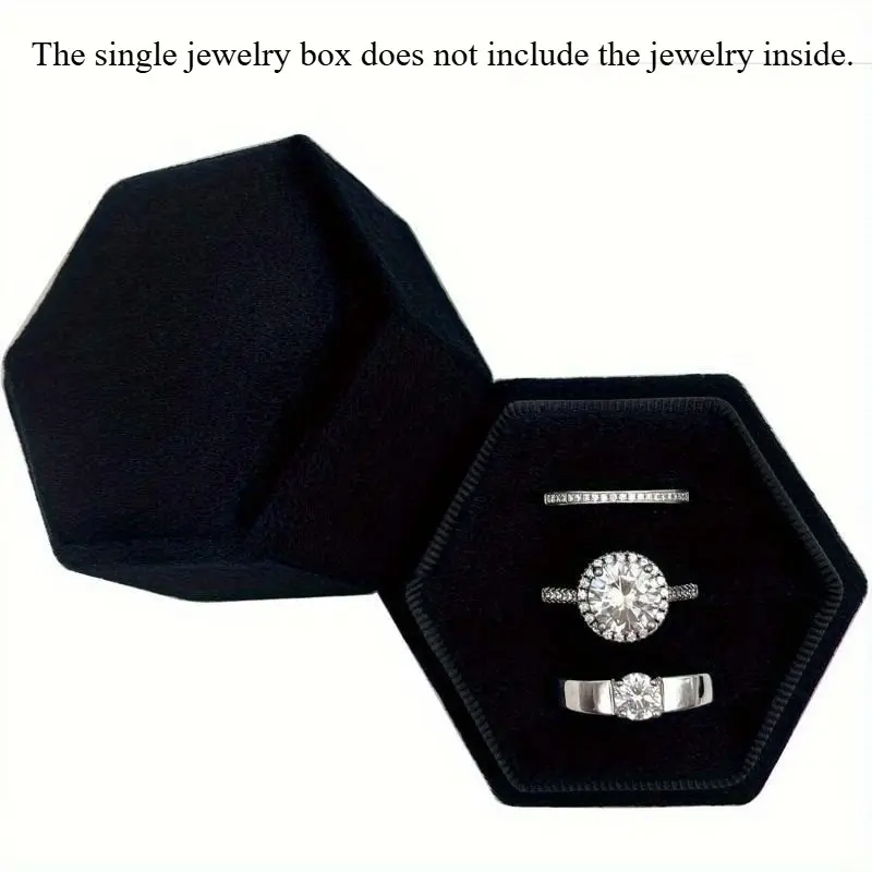 1pc Hexagon Ring Box 3 Slots, Jewelry Boxes - Velvet Wedding Ring Bearer Box Handmade Vintage Three Rings Holder Jewelry Storage Box for Proposal Engagement Ceremony Photography, for Home & Office Decor, Mother's Day Gift