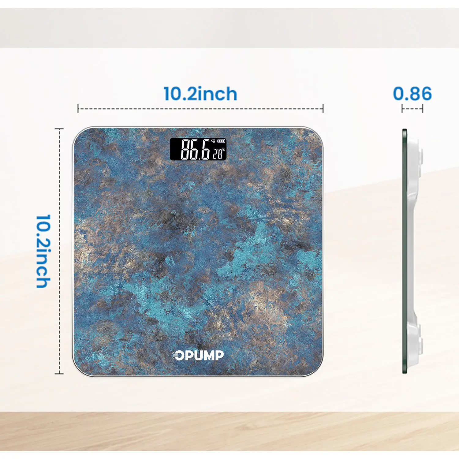 OPUMP Bronze Digital Bathroom Scale with Backlit LED Display, High Accuracy, Three Conversion Units of KG, LB, ST, Healthcare