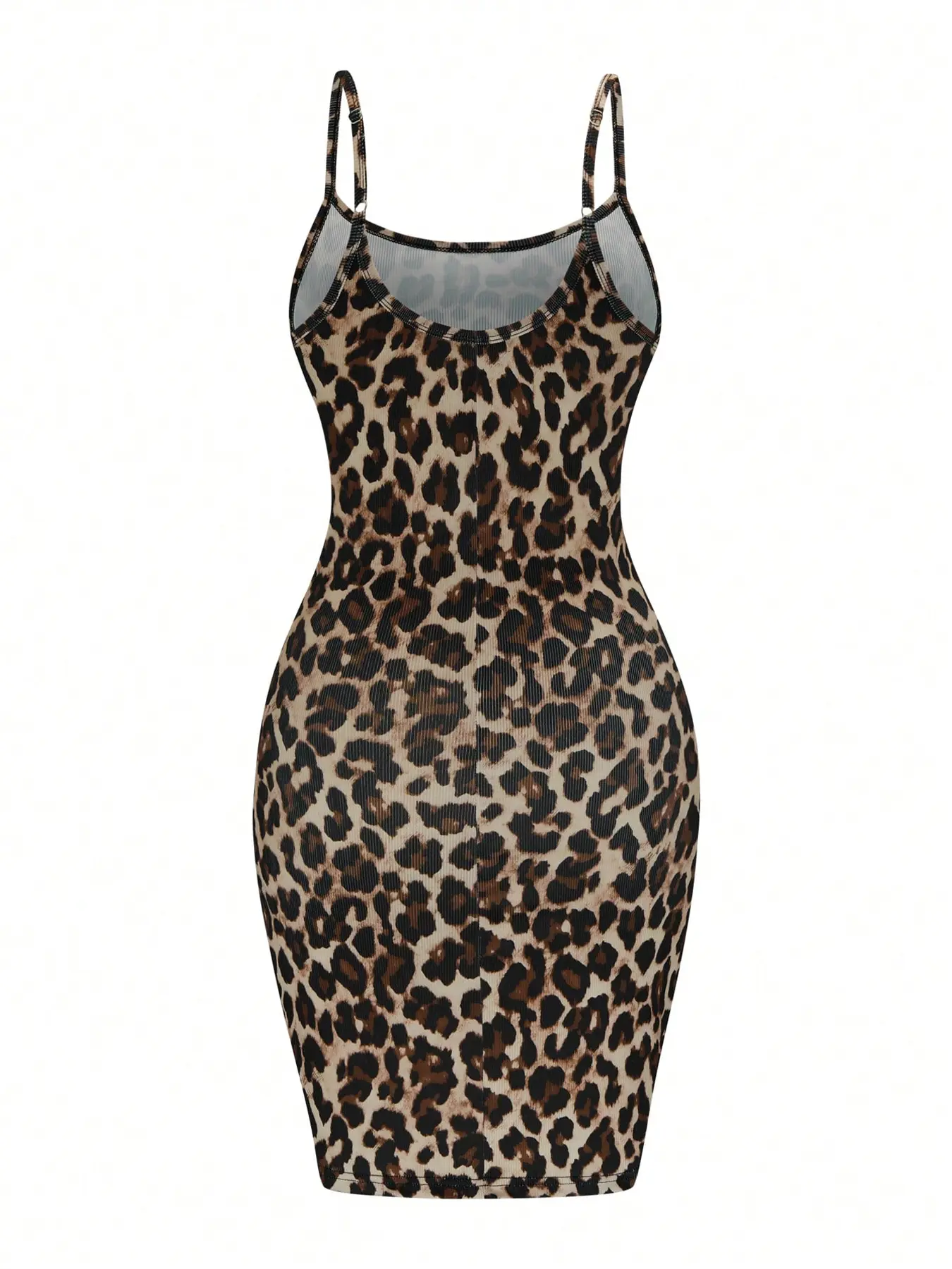 Women's leopard print casual dress, featuring a figure-hugging, strappy  design. This bodycon style, inspired by