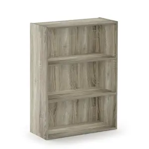 Modern Bookshelf 3-Tier Open Shelves - Medium Density Composite Wood, 22.7(w)x31.5(h)x9.7(d) in, Assembly Required Space Saving Furniture for Living Room, Home Office