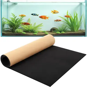 48 x 24 Inch Aquarium Fish Tank Self Leveling Mat 5mm Neoprene Non Slip Shockproof Waterproof Adhesive Pad with Easy to Cut Edges