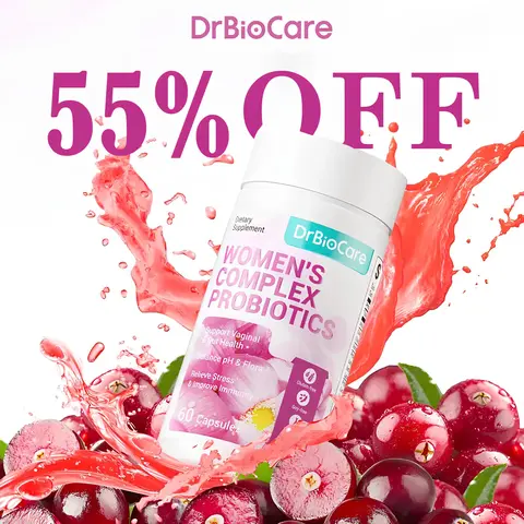 DrBioCare Women’s Probiotic + Herbal Balance Complex – 7 Strains Probiotics (20 Billion CFU) – Gut Health, Energy & Digestive Support – With Ashwagandha, Cranberry & Mulberry Leaf – Non-GMO, Gluten-Free, Soy-Free, Dairy-Free