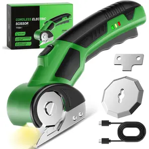 Cardboard Cutter, Rechargeable Cordless Electric Scissors, 4V Upgrade Motor Electric Box Cutter with 2 Blades, Safety Lock & LED Light, Powerful Cutting for Cardboard Box, Plastic, Leather