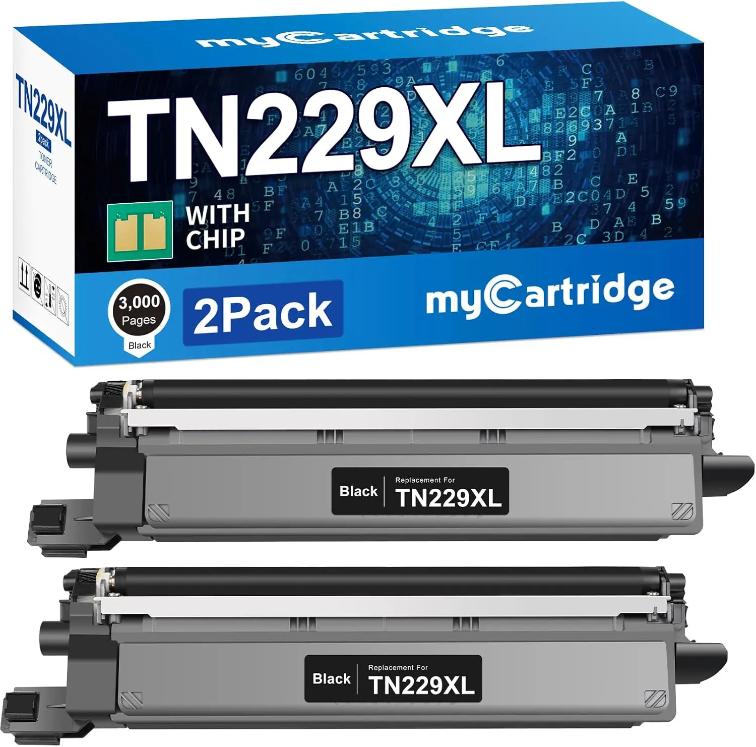 myCartridge TN229XL Black Toner with Chips, High-Yield 2-Pack for Brother HL-L3280CDW MFC-L3780CDW