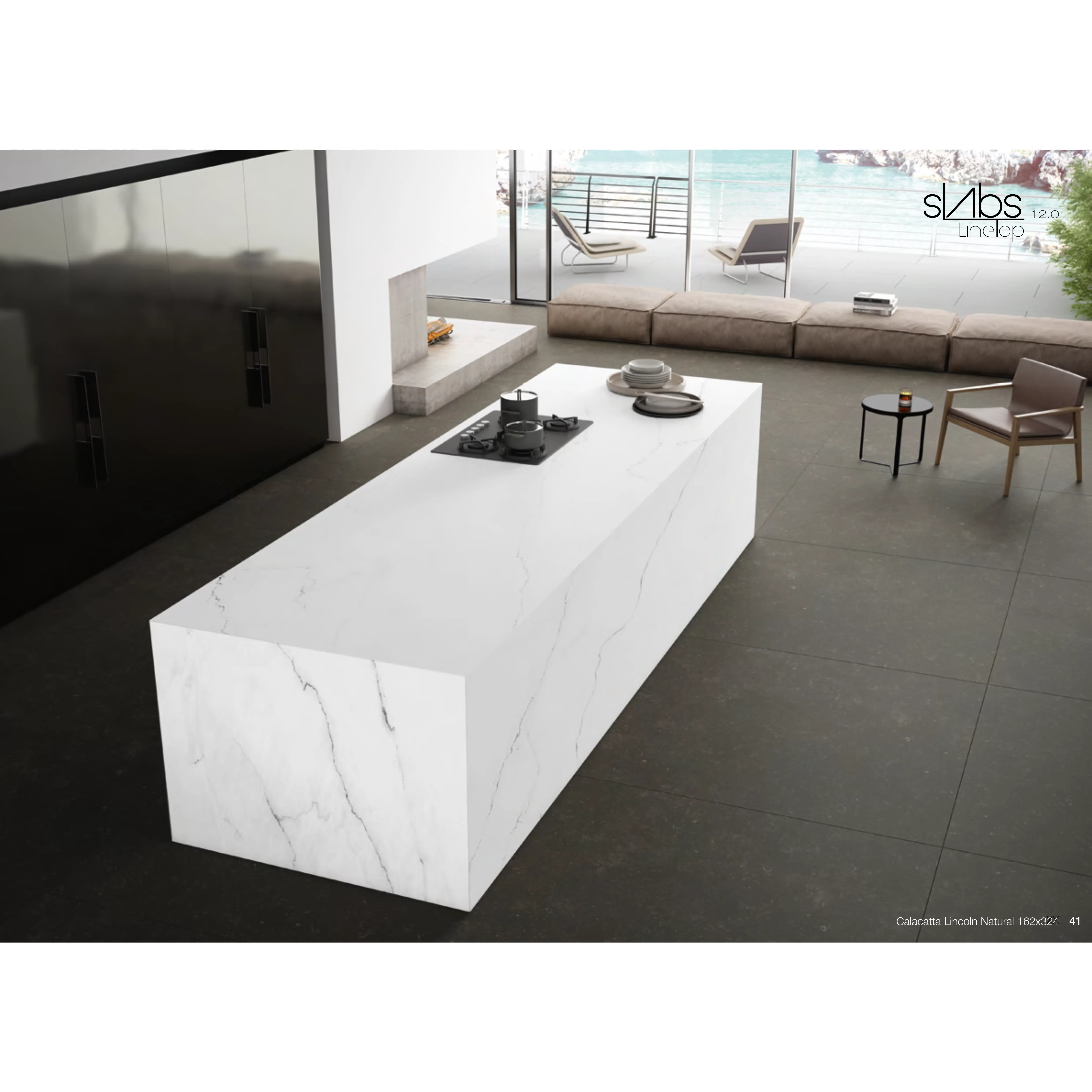 APAVISA Slab 12 mm Calacatta White Lincoln Pol 127,56 x 63,78 - 56.5 SqFt