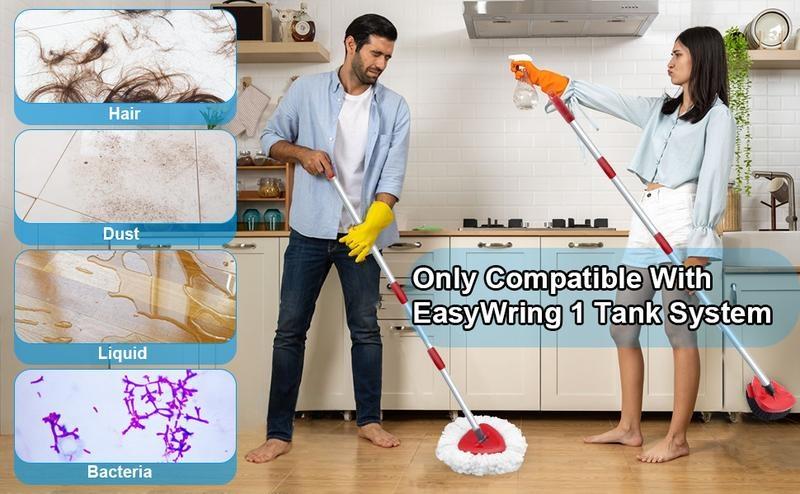 Spin Mop Replacement Heads for OcedaEasyWring 1-TankSystem 30-58" Handle ScrubBrush Base Combo Set MopRefills Easy Replace Cleaning