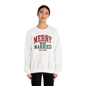 Merry and Married Sweatshirt | Bride Christmas Crewneck | Newlywed Holiday Sweater