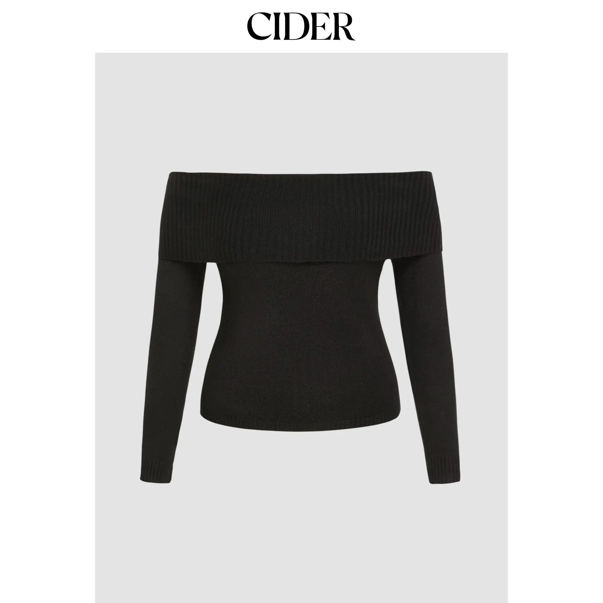 Cider Women's Off-Shoulder Knitted Longsleeves Top - 9 Colors, Sizes 0-26, Curve & Plus Sizes