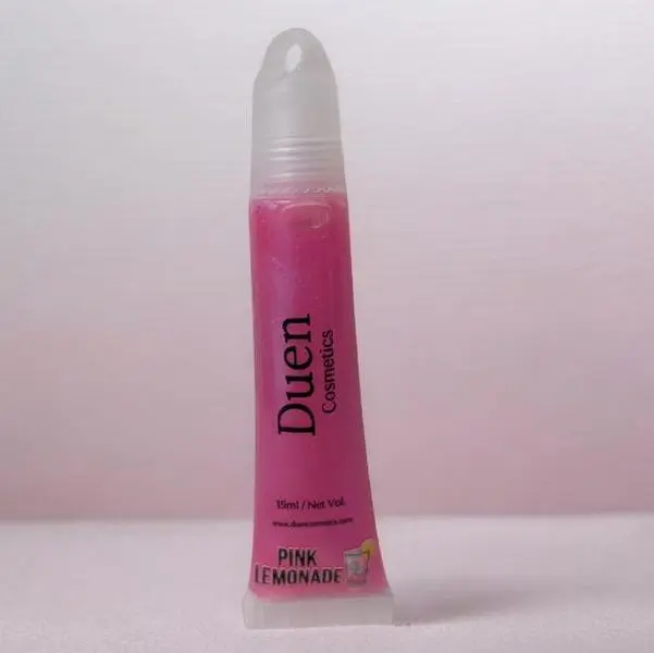 Glossy Pink Lemonade Squeeze Tube Lip Gloss Keychain, Portable Beauty Accessory for Gift
