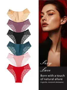 panty  y Cheeky Lace Pack Women's Cotton Bikini Brief UnderwearMultipacks 6pcs-High Waist Soft BreathablePanties, Seamless Comfort Briefs for Daily Wear,Solid Color Knickers for All Seasons Fit FabricModest