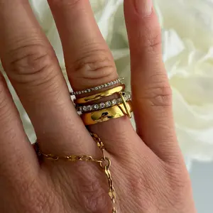 EVRY JEWELS Gold or Silver Plated Women's Hypoallergenic Bound Forever Ring, Stackable Ring, Daily