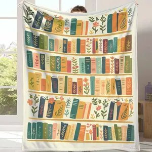 Bookshelf Fleece Blanket  Cozy Reading Nook Throw Blanket for Book Lovers, Library Decor, Soft Plush Sherpa Blanket, Unique Gifts for Readers