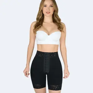 QBANO NOVA Faja Short Triple highlight, Low Waisted (Afrodita) Ref 16008-1 Tummy Control Shapewear for Women Comfortable & Stylish Black Lace Detail
