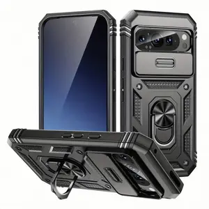 3 PCS [1 Phone Case with 2X Clear Screen Protectors] for Pixel 10/ Pixel 9/ 9 Pro/ 9 Pro XL Case CamShield Slide Heavy Duty Back Cover Anti-Drop Lens Privacy Phone Case