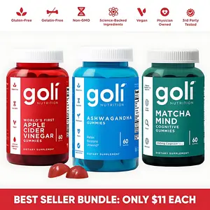 3 Bottles of Goli Best Seller Bundle: Ashwagandha KSM-66 Apple Cider Vinegar Matcha Mind supplement with Cognizin Vitamins D2 and B12